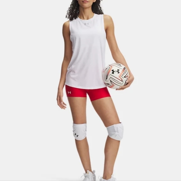 Under Armor Spandex Athletic Women's Compression Shorts Red Vollyball NWT S - Picture 3 of 8